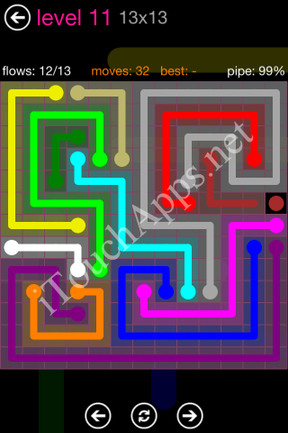 Flow Pink Pack 13 x 13 Level 11 Solution