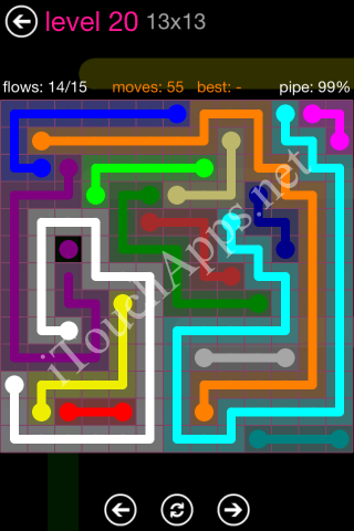 Flow Pink Pack 13 x 13 Level 20 Solution
