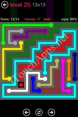 Flow Pink Pack 13 x 13 Level 25 Solution