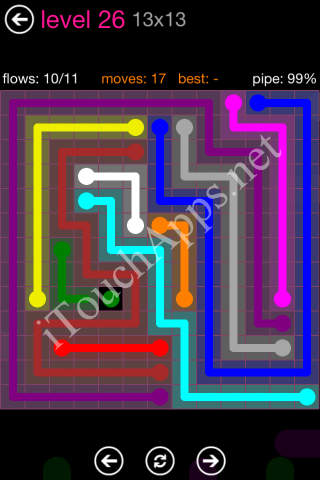 Flow Pink Pack 13 x 13 Level 26 Solution
