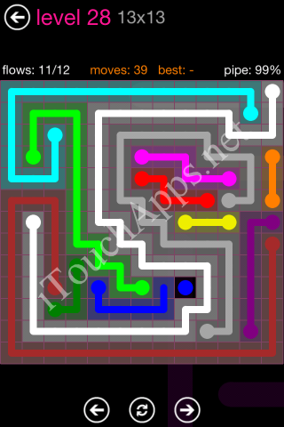 Flow Pink Pack 13 x 13 Level 28 Solution
