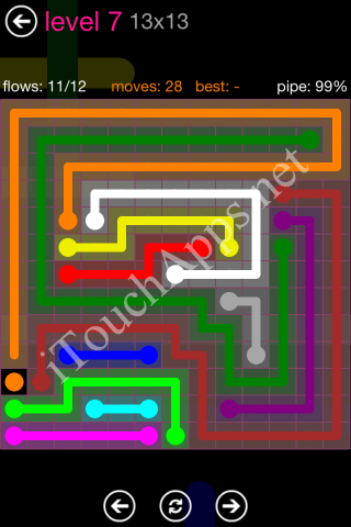 Flow Pink Pack 13 x 13 Level 7 Solution