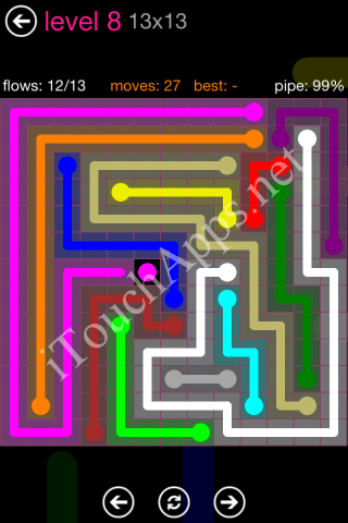 Flow Pink Pack 13 x 13 Level 8 Solution