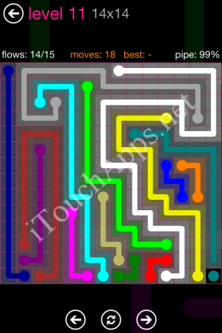 Flow Pink Pack 14 x 14 Level 11 Solution