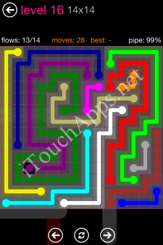 Flow Pink Pack 14 x 14 Level 16 Solution
