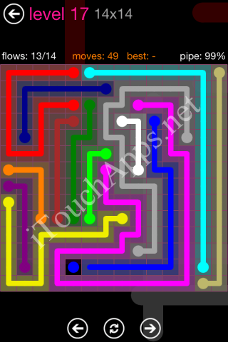Flow Pink Pack 14 x 14 Level 17 Solution