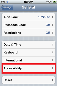 Setting General Accessibility - How to Check Ipod Touch Battery Percentage