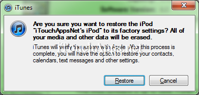 How to Restore Ipod - Sure You Want to Restore?