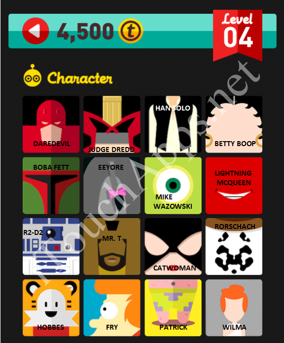 Icon Pop Quiz Character Quiz Level 4 Part 1 Answers / Solutions