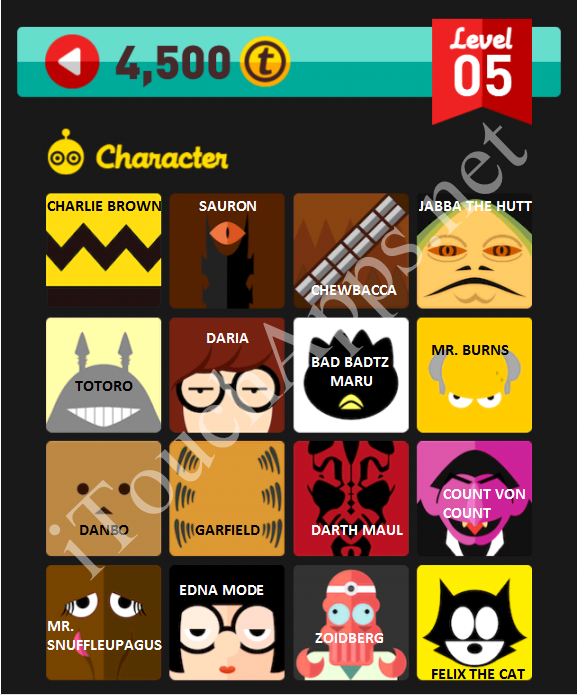 Icon Pop Quiz Character Quiz Level 5 Part 1 Answers / Solutions