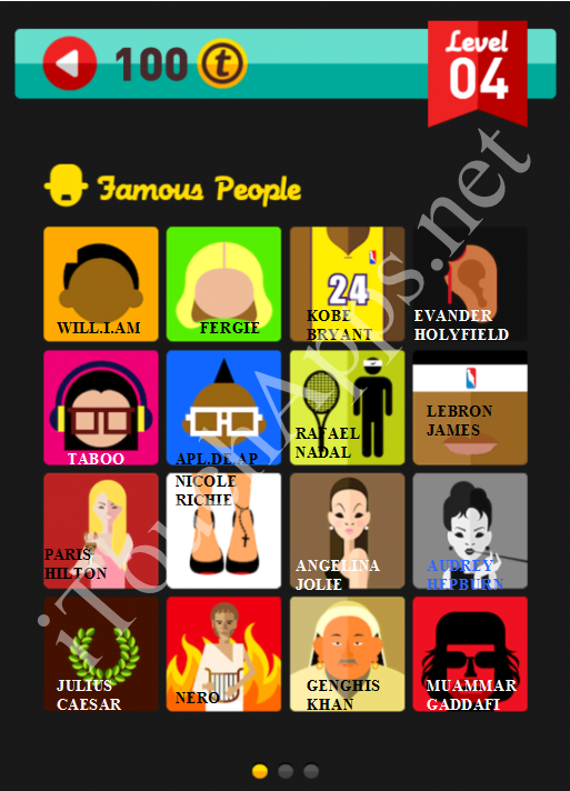 Icon Pop Quiz Game Famous People Quiz Level 4 Part 1 Answers / Solutions