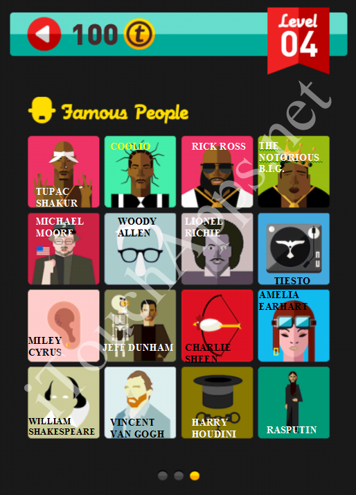 Icon Pop Quiz Game Famous People Quiz Level 4 Part 3 Answers / Solutions
