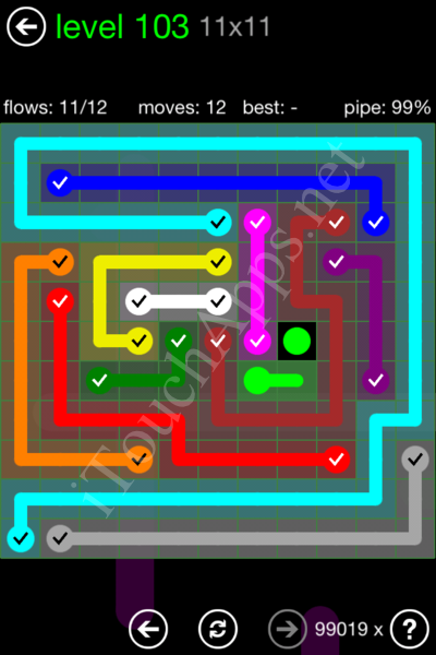Flow Game 11x11 Mania Pack Level 103 Solution