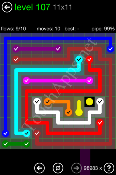 Flow Game 11x11 Mania Pack Level 107 Solution