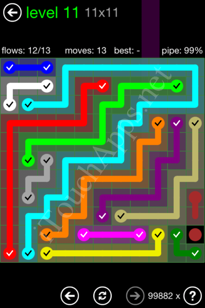 Flow Game 11x11 Mania Pack Level 11 Solution