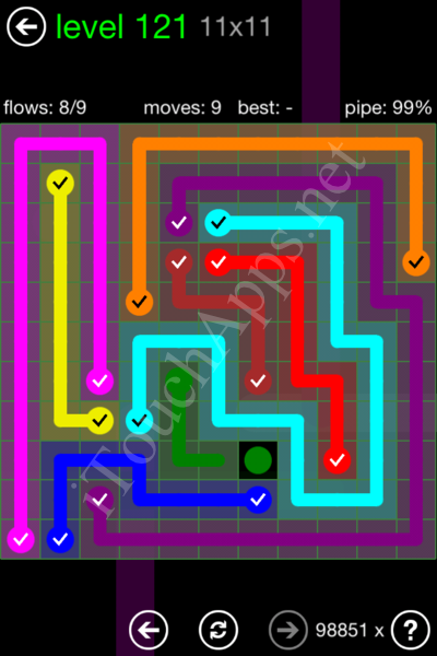 Flow Game 11x11 Mania Pack Level 121 Solution