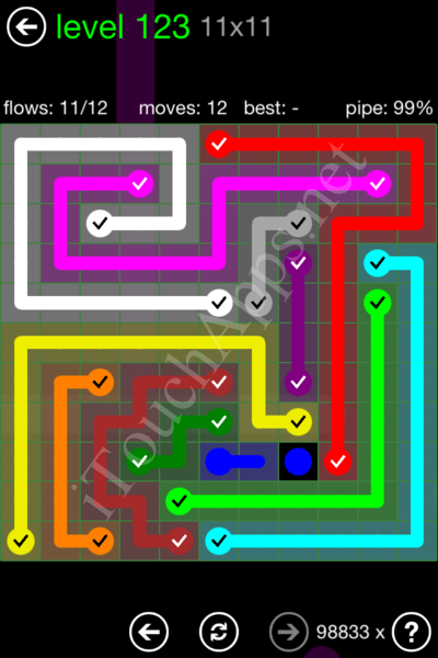 Flow Game 11x11 Mania Pack Level 123 Solution