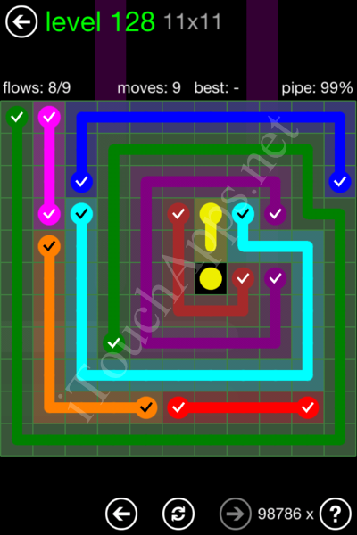 Flow Game 11x11 Mania Pack Level 128 Solution