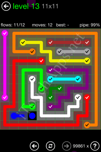 Flow Game 11x11 Mania Pack Level 13 Solution