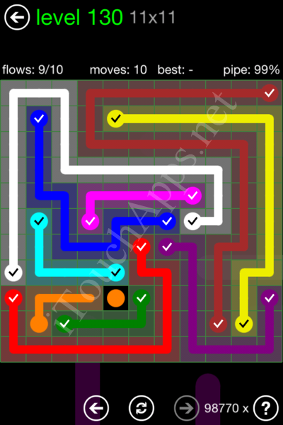 Flow Game 11x11 Mania Pack Level 130 Solution