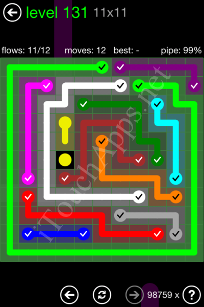 Flow Game 11x11 Mania Pack Level 131 Solution