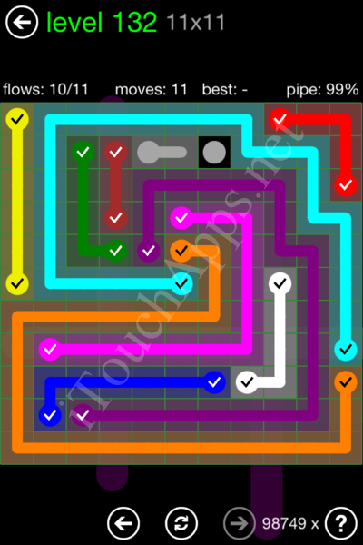 Flow Game 11x11 Mania Pack Level 132 Solution