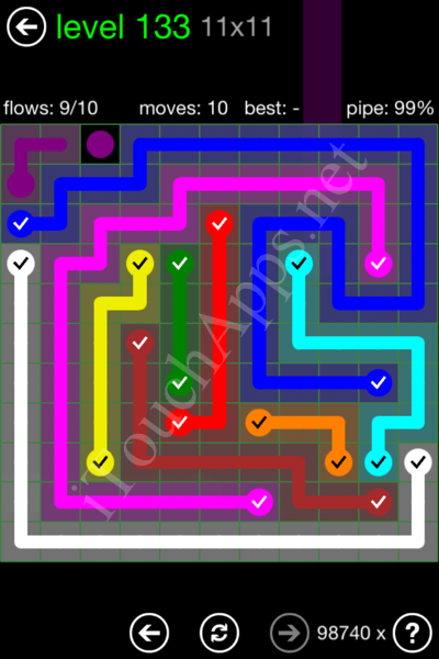 Flow Game 11x11 Mania Pack Level 133 Solution