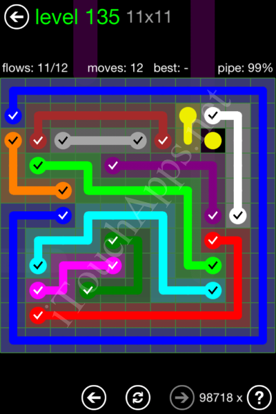 Flow Game 11x11 Mania Pack Level 135 Solution