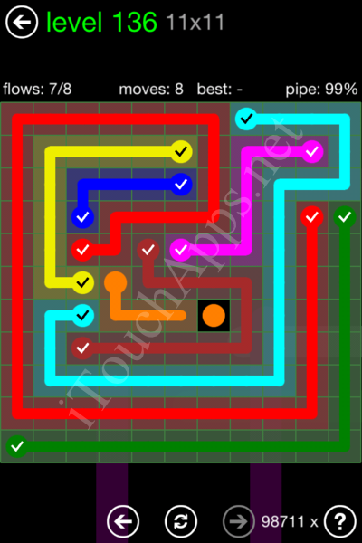 Flow Game 11x11 Mania Pack Level 136 Solution