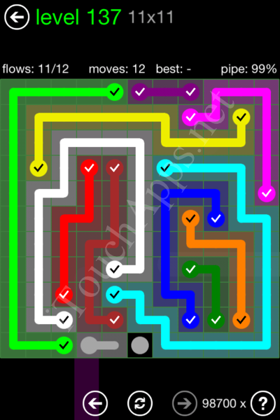 Flow Game 11x11 Mania Pack Level 137 Solution