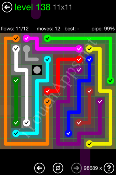 Flow Game 11x11 Mania Pack Level 138 Solution
