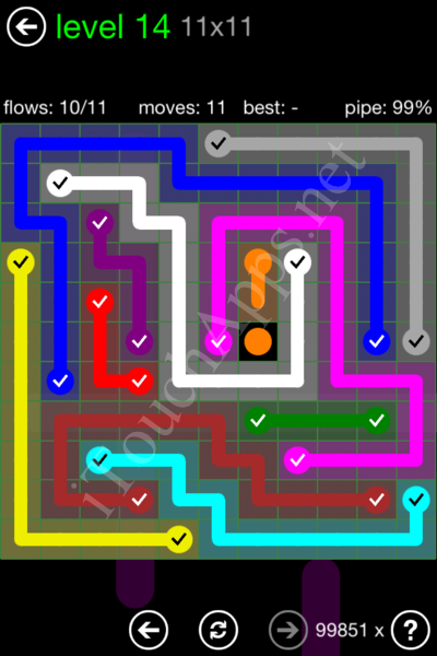 Flow Game 11x11 Mania Pack Level 14 Solution