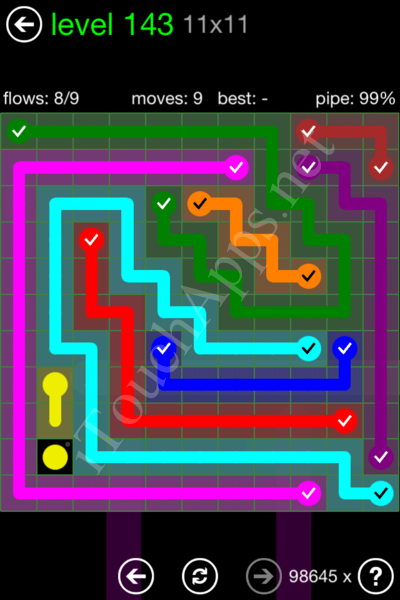 Flow Game 11x11 Mania Pack Level 143 Solution
