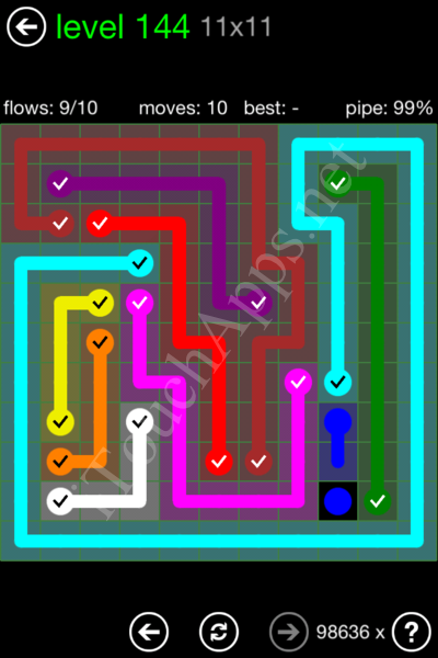 Flow Game 11x11 Mania Pack Level 144 Solution