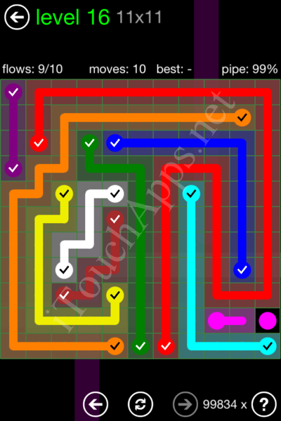 Flow Game 11x11 Mania Pack Level 16 Solution