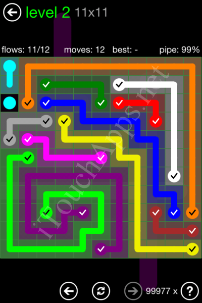 Flow Game 11x11 Mania Pack Level 2 Solution
