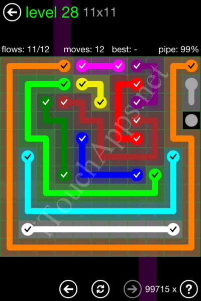 Flow Game 11x11 Mania Pack Level 28 Solution