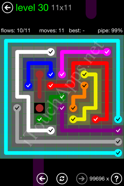 Flow Game 11x11 Mania Pack Level 30 Solution
