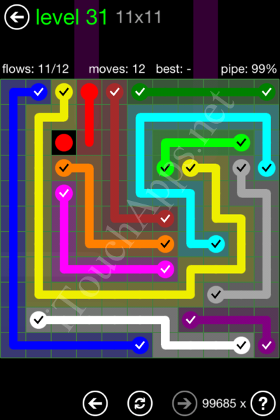 Flow Game 11x11 Mania Pack Level 31 Solution