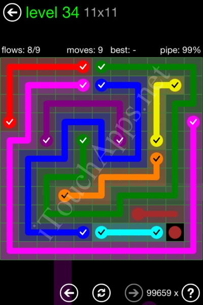 Flow Game 11x11 Mania Pack Level 34 Solution