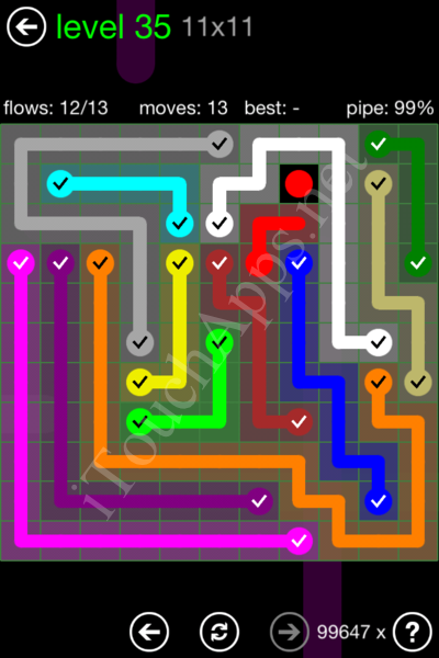 Flow Game 11x11 Mania Pack Level 35 Solution
