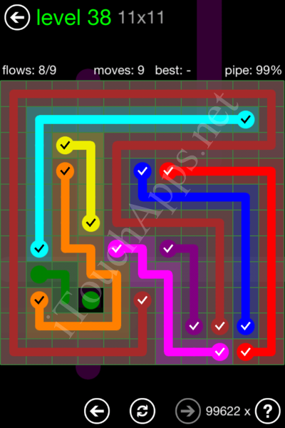 Flow Game 11x11 Mania Pack Level 38 Solution