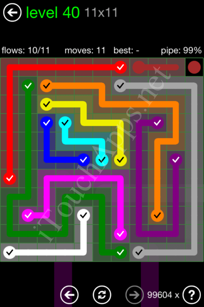 Flow Game 11x11 Mania Pack Level 40 Solution