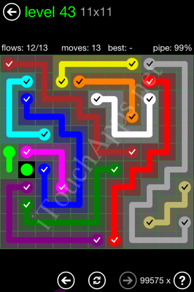 Flow Game 11x11 Mania Pack Level 43 Solution