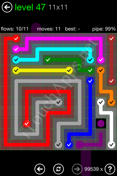 Flow Game 11x11 Mania Pack Level 47 Solution