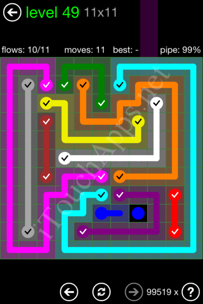 Flow Game 11x11 Mania Pack Level 49 Solution