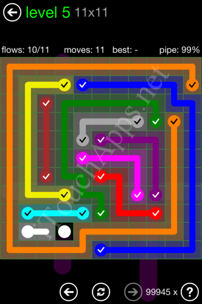 Flow Game 11x11 Mania Pack Level 5 Solution