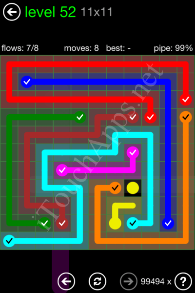 Flow Game 11x11 Mania Pack Level 52 Solution