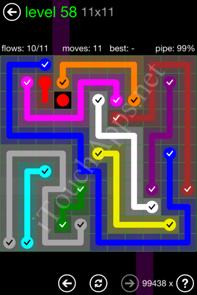 Flow Game 11x11 Mania Pack Level 58 Solution