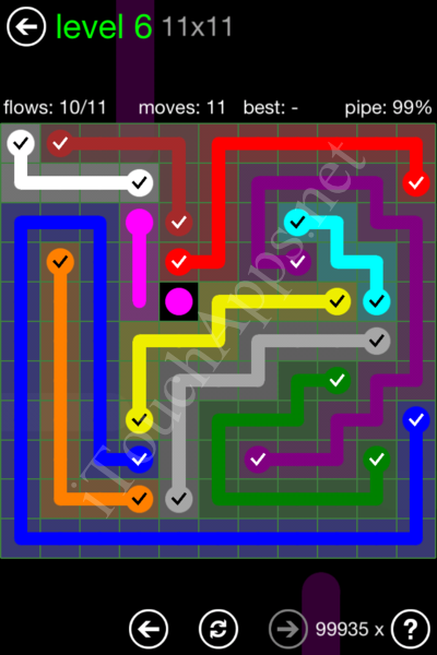 Flow Game 11x11 Mania Pack Level 6 Solution